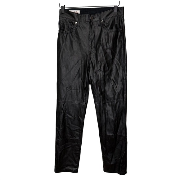 GAP Pants - GAP‎ Cheeky Straight Sky High Faux Leather Pants Black Womens Size 26